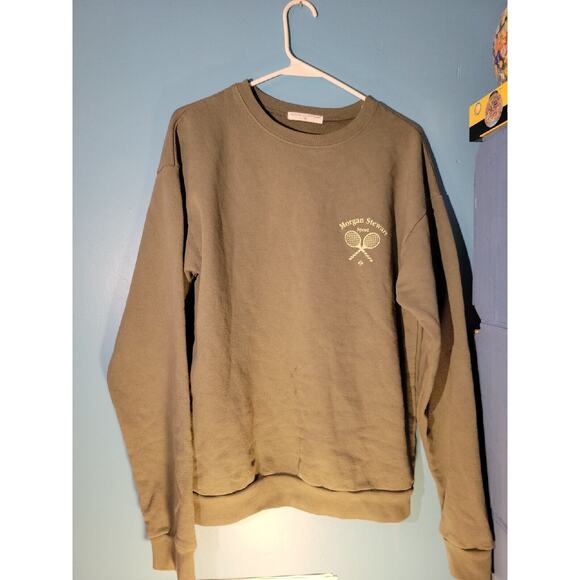RETRO Mens Morgan Stewart Pullover Tennis Sweatshirt Hunter Green Size S - Picture 1 of 6